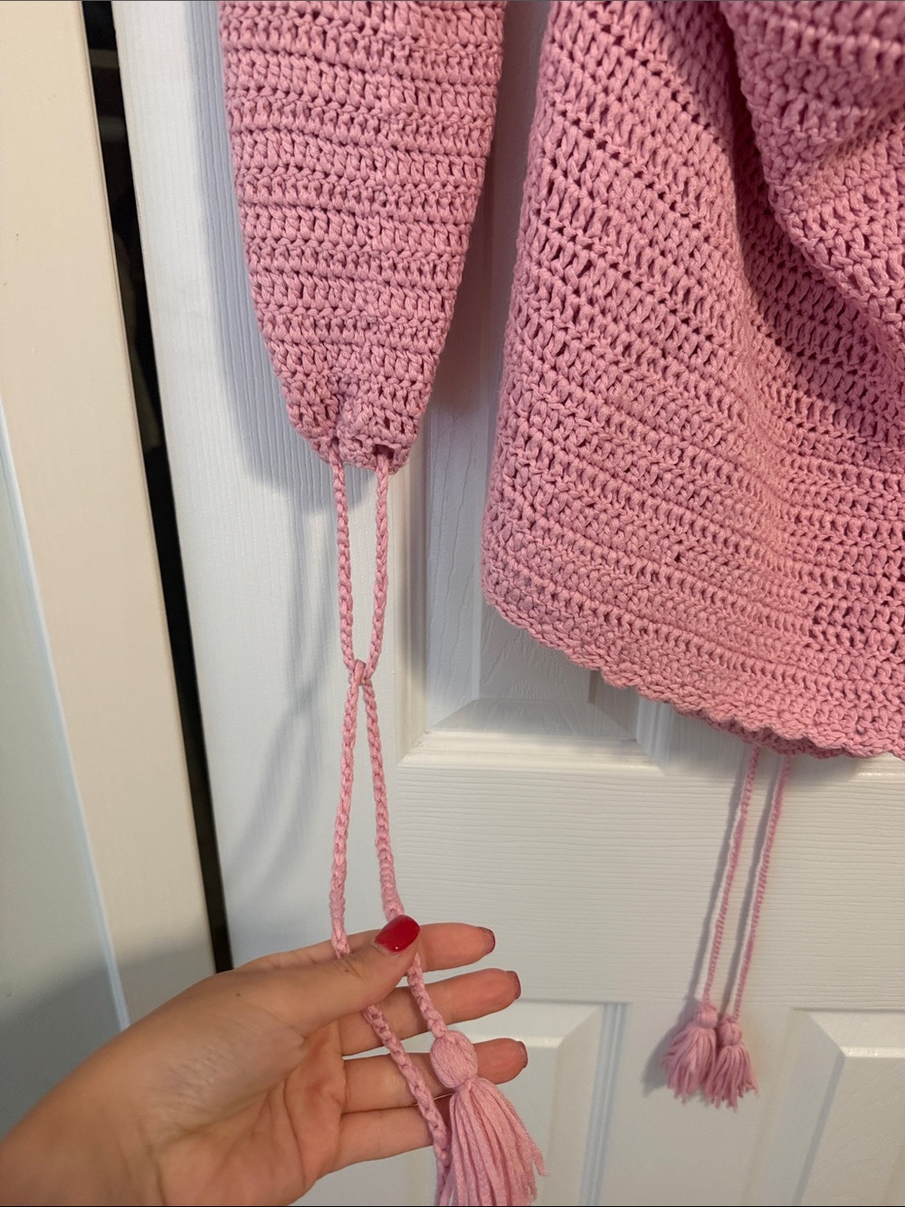 Pink Crochet Open-Back Mini Dress - Picture 4 of 7